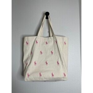 Organic Cotton Polo Bear Tote Bag Pink Allover Print Reusable Shopper
